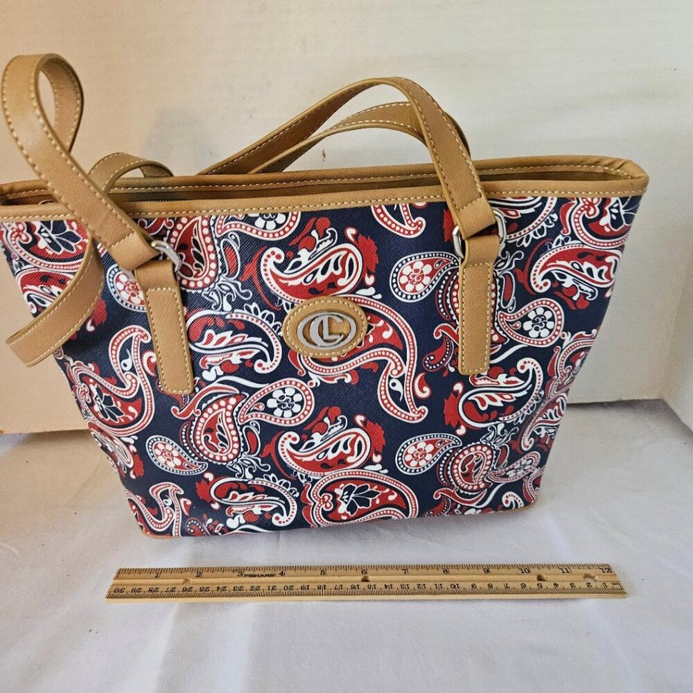 CarryLand red and blue paisley tote